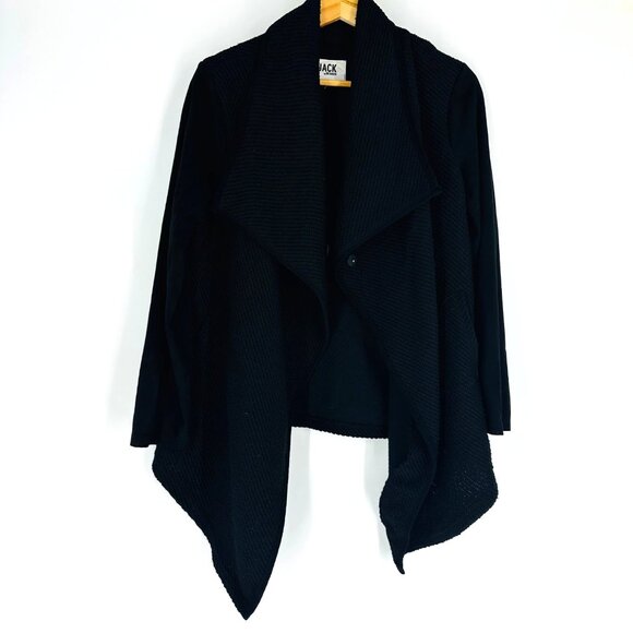 Jack By BB Dakota Womens Black Open-Front French Terry Drape Cardigan Sweater M - Picture 4 of 10